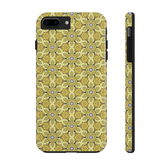Retro Yellow Flowers Pattern Phone Case – Vibrant Geometric Floral Design for iPhone & Samsung