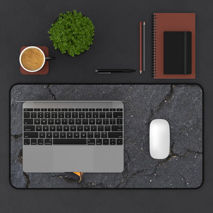 Orange Leaf Against Black Concrete Desk Mat – Minimalist Modern Nature-Inspired Tabletop Decor