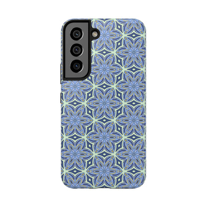 Pale Cornflower Blue and Yellow Phone Case – Geometric Floral Protective Cover for iPhone & Android Models