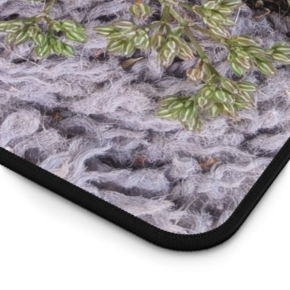 Where the Allseed Grows Desk Mat – Urban Nature Minimalist Botanical Workspace Mat with Concrete Texture Design