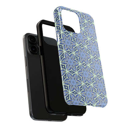 Pale Cornflower Blue and Yellow Phone Case – Geometric Floral Protective Cover for iPhone & Android Models