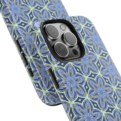 Pale Cornflower Blue and Yellow Phone Case – Geometric Floral Protective Cover for iPhone & Android Models