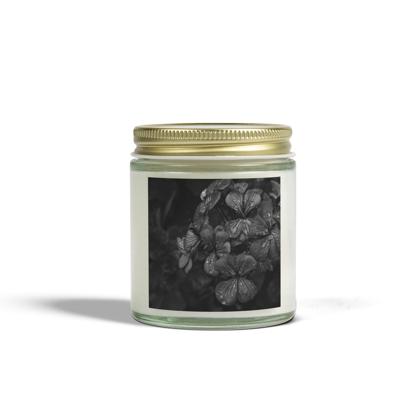 Geranium After a Light Rain Jar Candle – Botanical Photo Candle for Garden-Inspired Home Decor