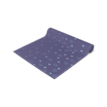 Blue Starfall Table Runner – Celestial Night Sky Decor, Blue Star Table Accent for Dining or Events