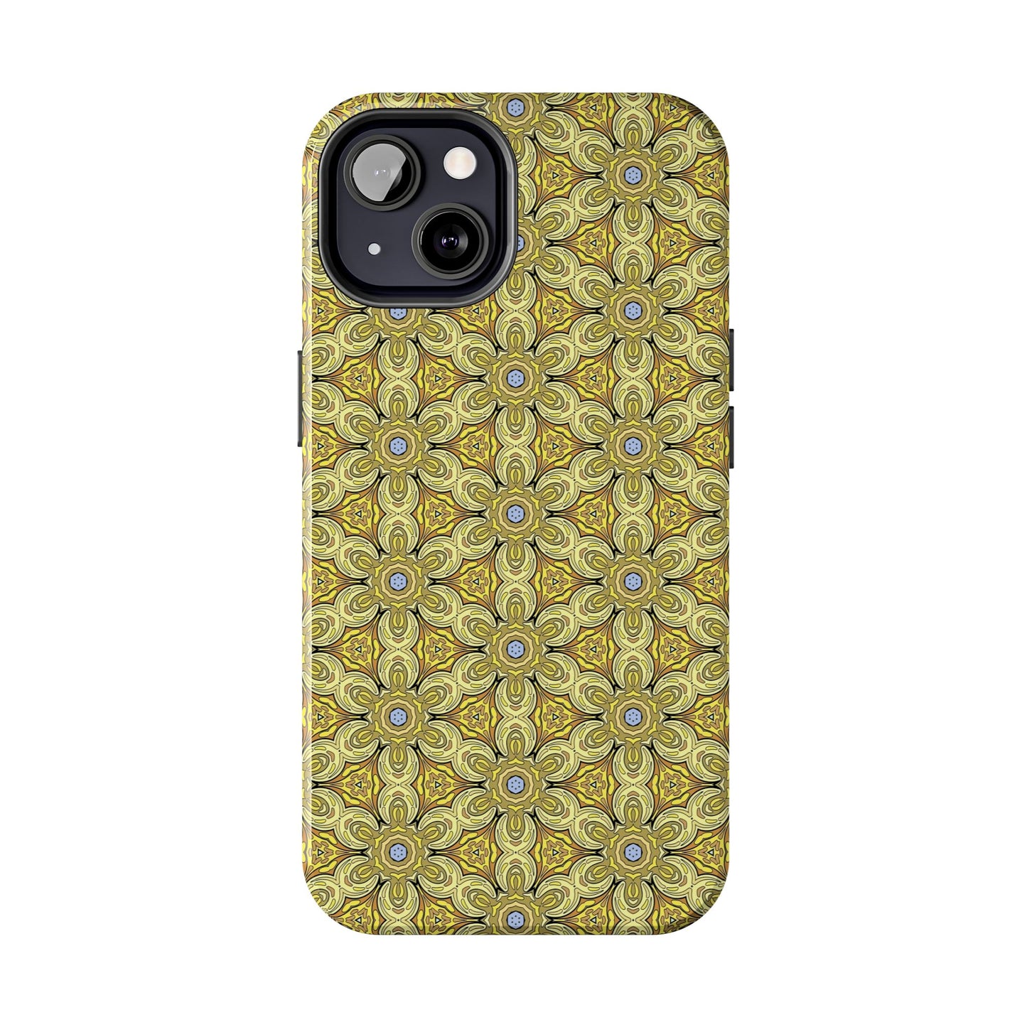 Retro Yellow Flowers Pattern Phone Case – Vibrant Geometric Floral Design for iPhone & Samsung
