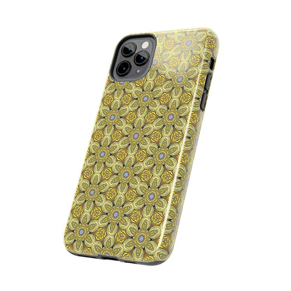 Retro Yellow Flowers Pattern Phone Case – Vibrant Geometric Floral Design for iPhone & Samsung
