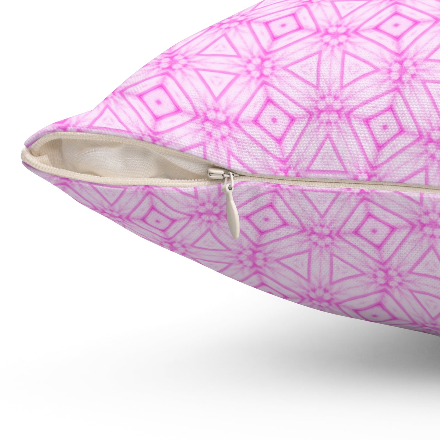 Cherry Blossom Patchwork Square Pillow – Sakura Floral Decorative Cushion, Pink Cherry Blossom Art