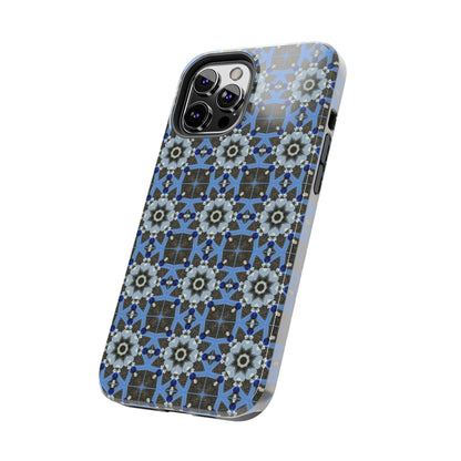 Blue Quilt Pattern Phone Case – Geometric Floral Protective Cover for iPhone & Android Models