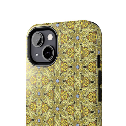 Retro Yellow Flowers Pattern Phone Case – Vibrant Geometric Floral Design for iPhone & Samsung