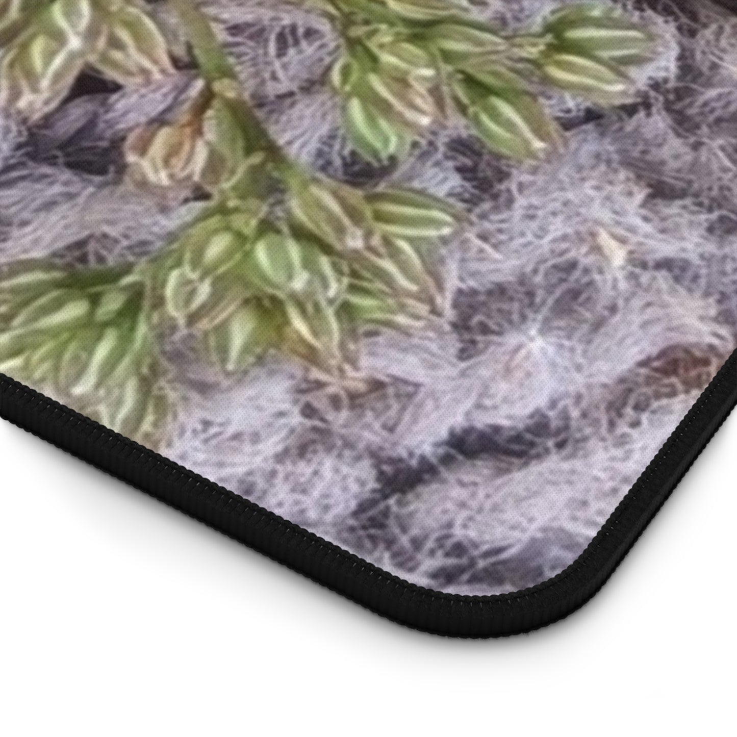 Where the Allseed Grows Desk Mat – Urban Nature Minimalist Botanical Workspace Mat with Concrete Texture Design