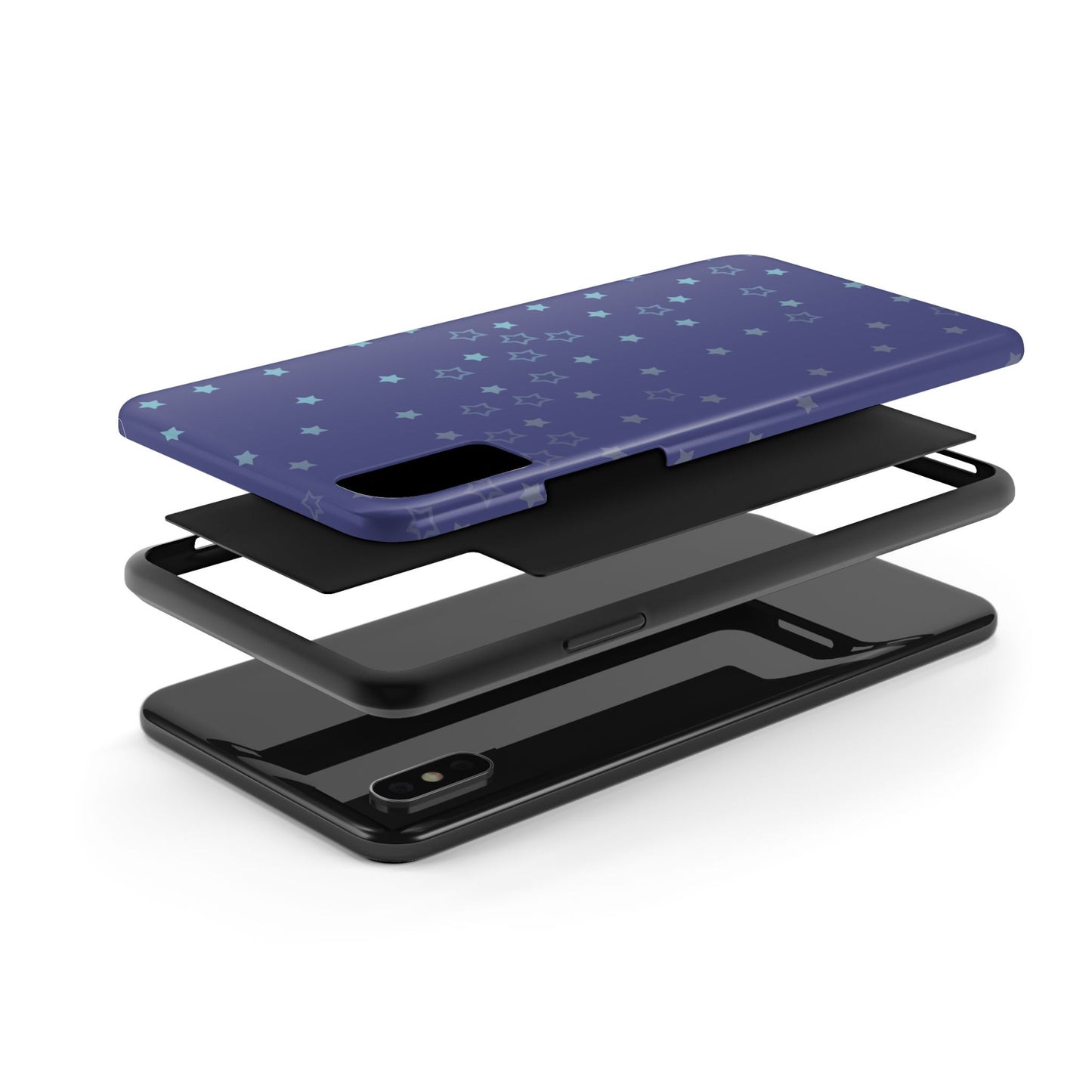 Blue Starfall Tough Phone Case – Celestial Blue Star Cover, Galaxy-Inspired Night Sky iPhone Accessory