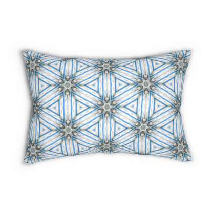 Blue Pollen Path Lumbar Pillow - Kaleidoscope Throw Cushion for Modern Boho or Nordic Decor