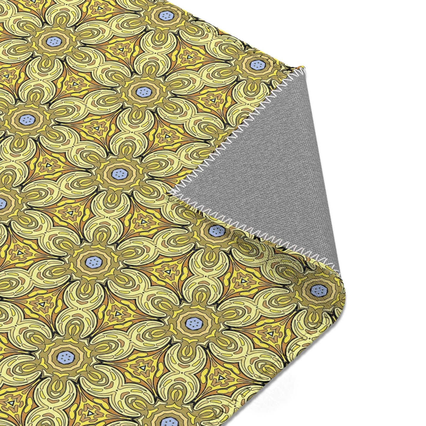 Retro Yellow Flowers Area Rug – Colorful Geometric Floral Rug for Modern Home Decor