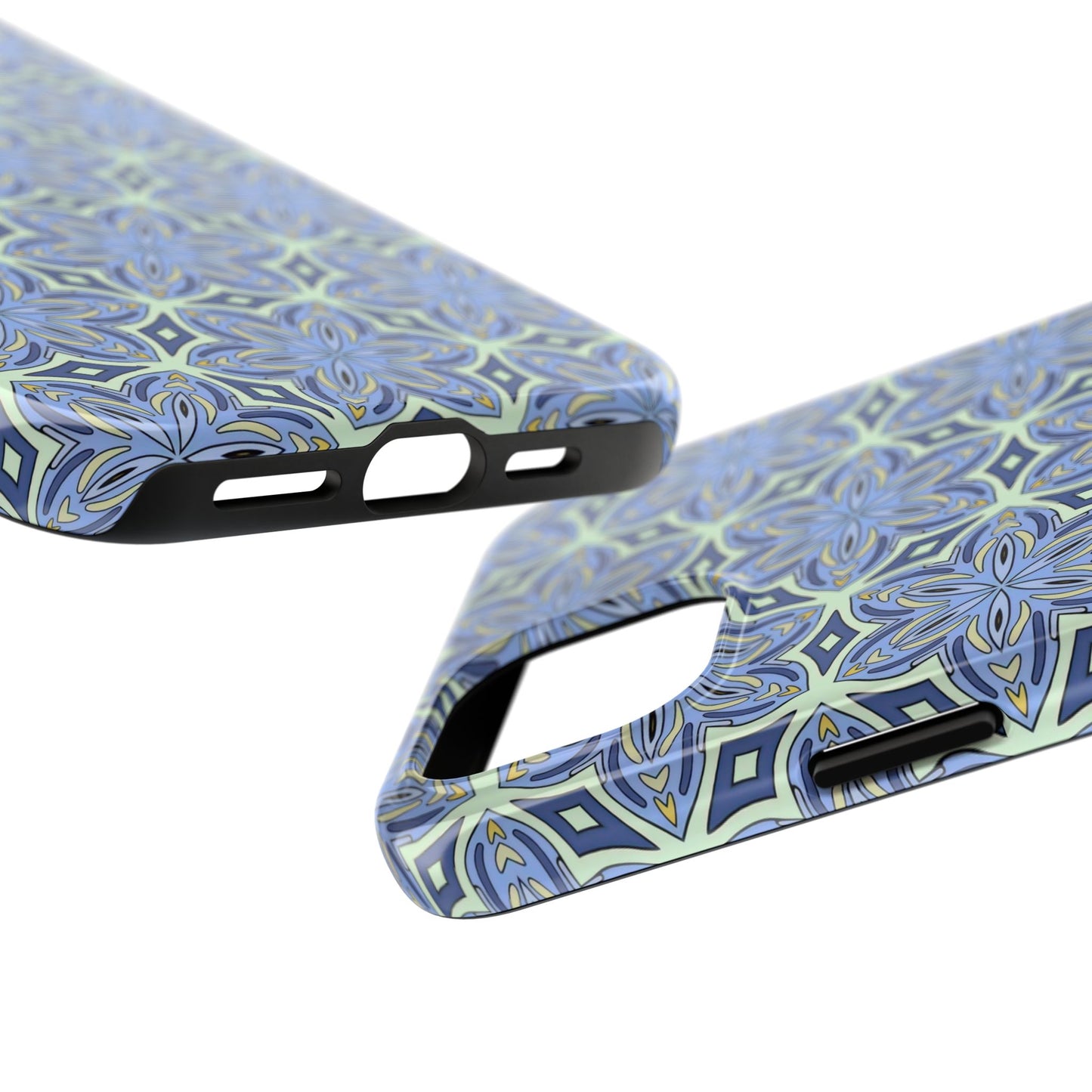 Pale Cornflower Blue and Yellow Phone Case – Geometric Floral Protective Cover for iPhone & Android Models