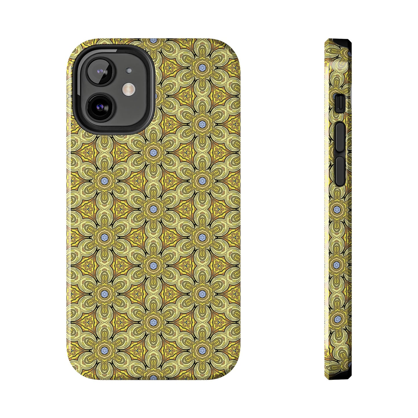 Retro Yellow Flowers Pattern Phone Case – Vibrant Geometric Floral Design for iPhone & Samsung