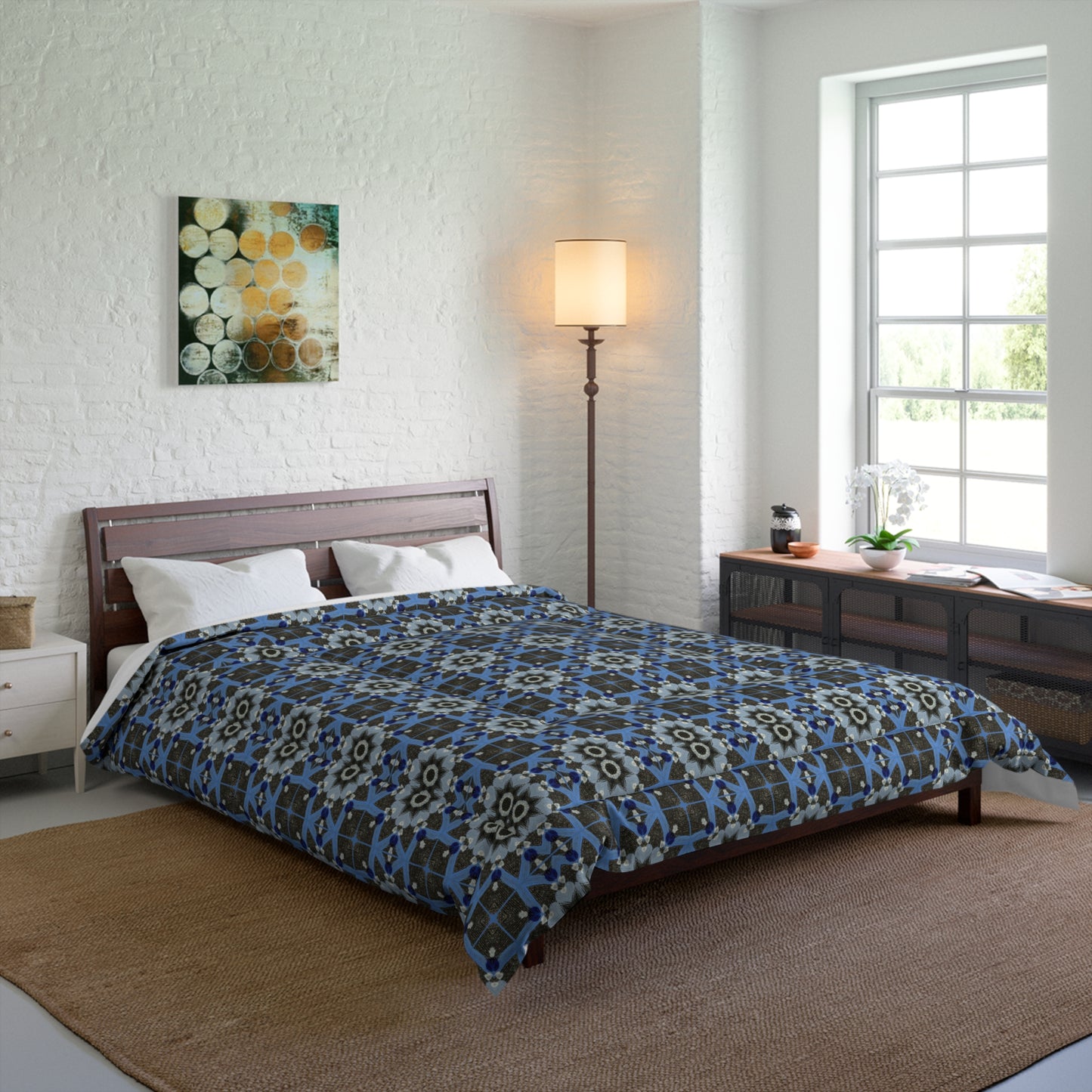 Blue Quilt Pattern Comforter – Colorful Geometric Bedding for Modern Bedrooms