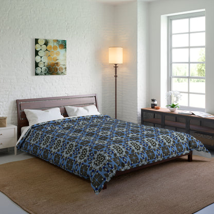 Blue Quilt Pattern Comforter – Colorful Geometric Bedding for Modern Bedrooms
