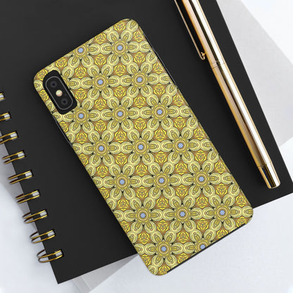 Retro Yellow Flowers Pattern Phone Case – Vibrant Geometric Floral Design for iPhone & Samsung