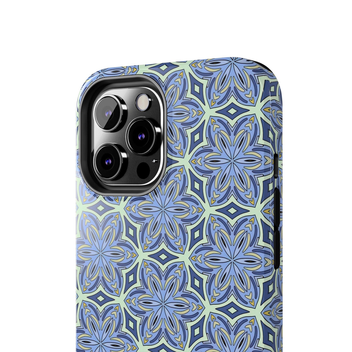 Pale Cornflower Blue and Yellow Phone Case – Geometric Floral Protective Cover for iPhone & Android Models