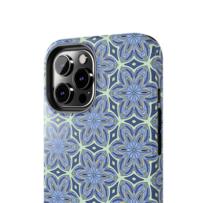 Pale Cornflower Blue and Yellow Phone Case – Geometric Floral Protective Cover for iPhone & Android Models