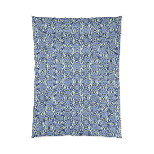 pale cornflower blue and yellow comforter