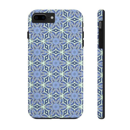 Pale Cornflower Blue and Yellow Phone Case – Geometric Floral Protective Cover for iPhone & Android Models