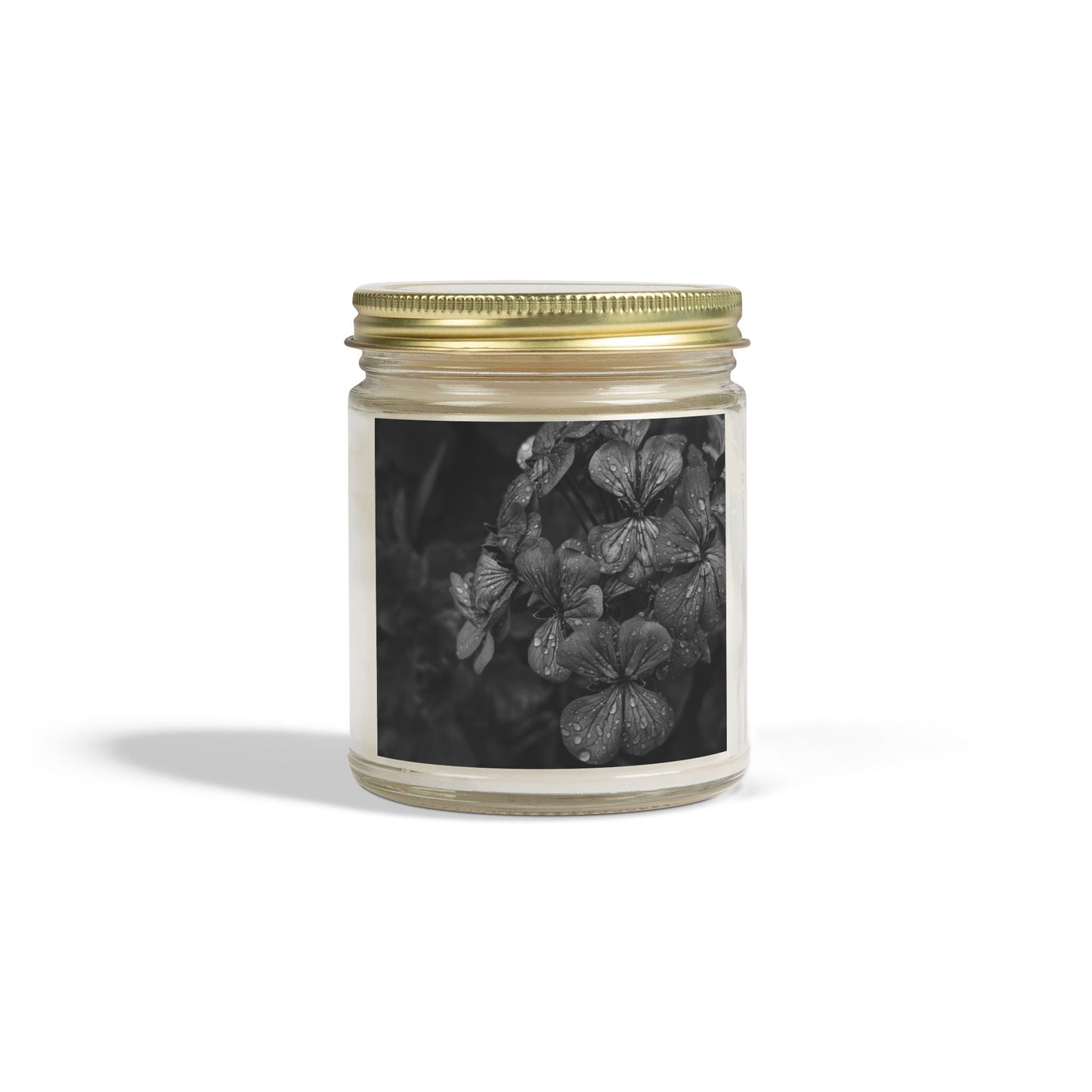 Geranium After a Light Rain Jar Candle – Botanical Photo Candle for Garden-Inspired Home Decor