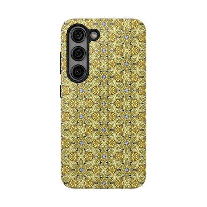 Retro Yellow Flowers Pattern Phone Case – Vibrant Geometric Floral Design for iPhone & Samsung