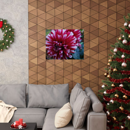 Red and White Dahlia Wall Poster – Botanical Floral Art Print, Cottagecore Summer Bloom Decor