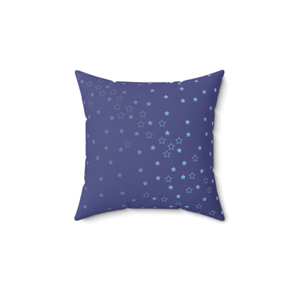Blue Starfall Square Pillow – Spun Polyester Decorative Cushion with Geometric Pattern on Blue Background