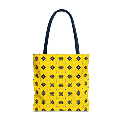 Navy Blue Flowers Tote Bag – Bold Floral Canvas Tote for Boho Chic Style