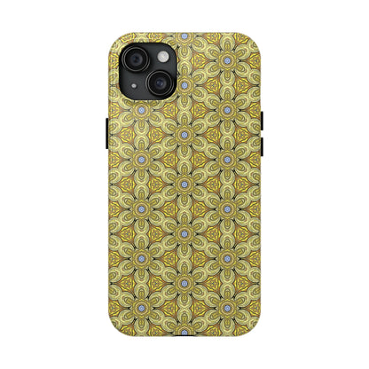 Retro Yellow Flowers Pattern Phone Case – Vibrant Geometric Floral Design for iPhone & Samsung