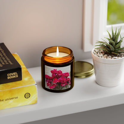 Bougainvillea Against White Stucco Wall Jar Candle – Mediterranean Floral Photo Candle for Elegant Home Decor