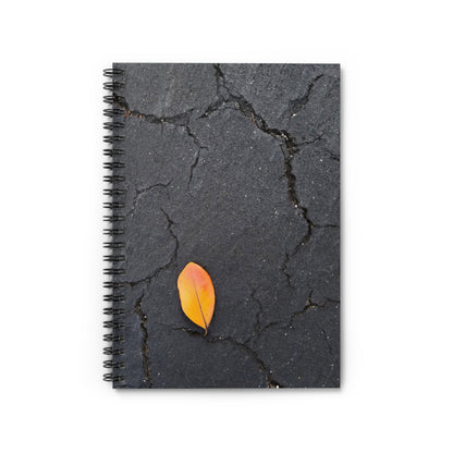 Orange Leaf on Black Concrete Notebook – Urban Autumn Journal for Minimalist Fall Writing and Modern Rustic Style