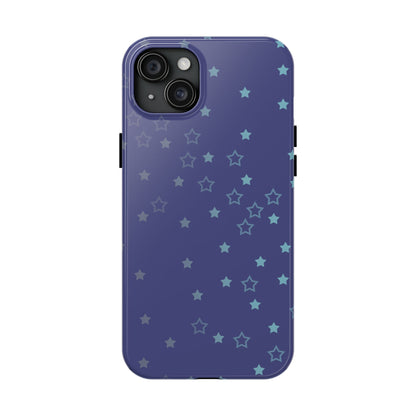 Blue Starfall Tough Phone Case – Celestial Blue Star Cover, Galaxy-Inspired Night Sky iPhone Accessory