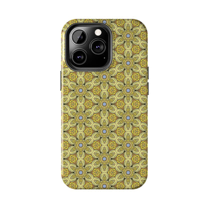 Retro Yellow Flowers Pattern Phone Case – Vibrant Geometric Floral Design for iPhone & Samsung