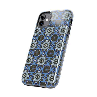 Blue Quilt Pattern Phone Case – Geometric Floral Protective Cover for iPhone & Android Models