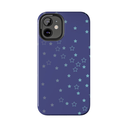 Blue Starfall Tough Phone Case – Celestial Blue Star Cover, Galaxy-Inspired Night Sky iPhone Accessory