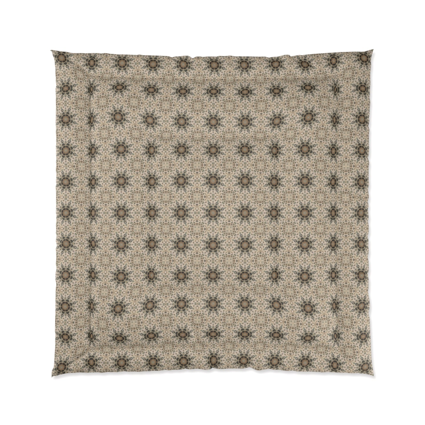 Desert Suns Comforter – Boho Sunburst Bedding, Beige Neutral Tones Mandala Design