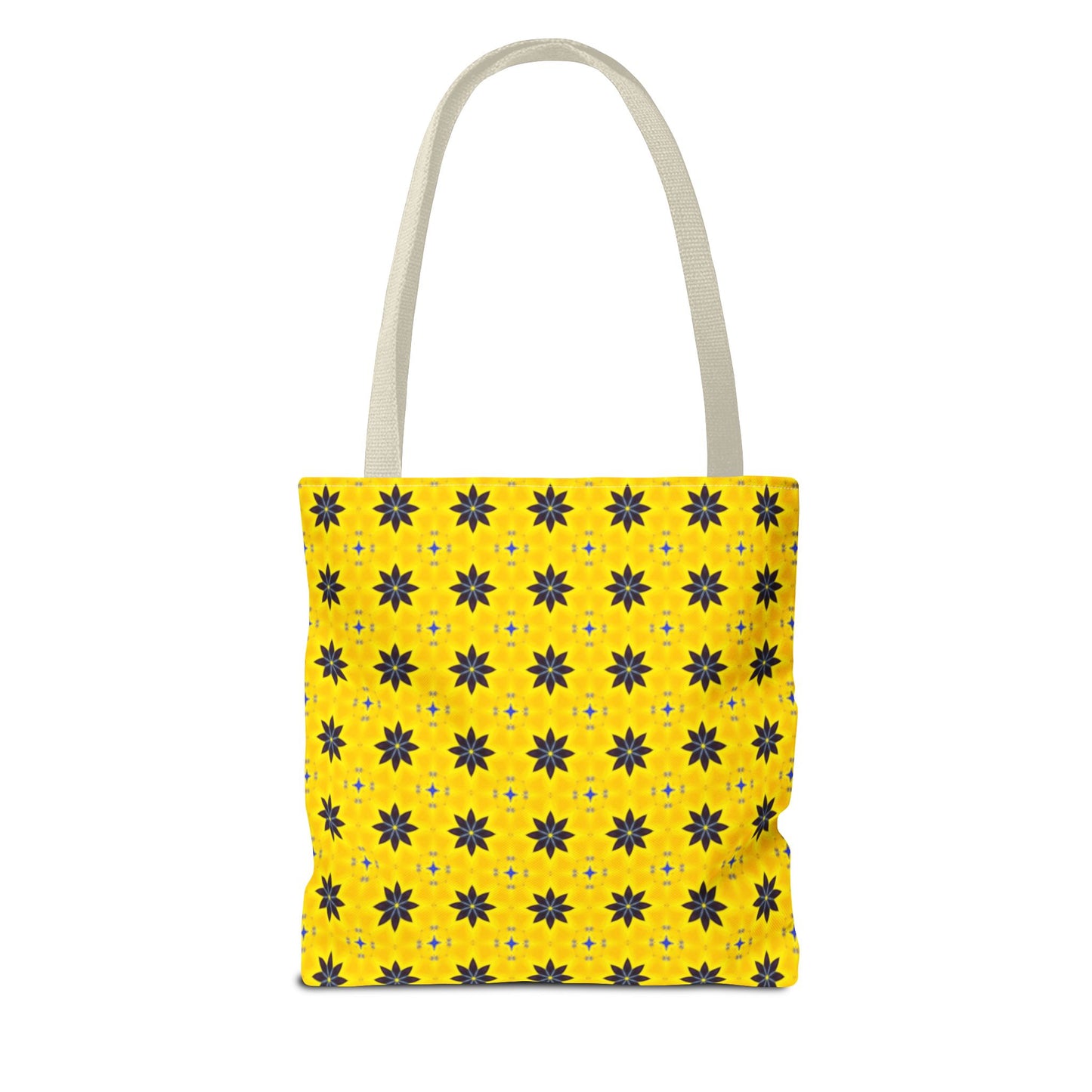Navy Blue Flowers Tote Bag – Bold Floral Canvas Tote for Boho Chic Style