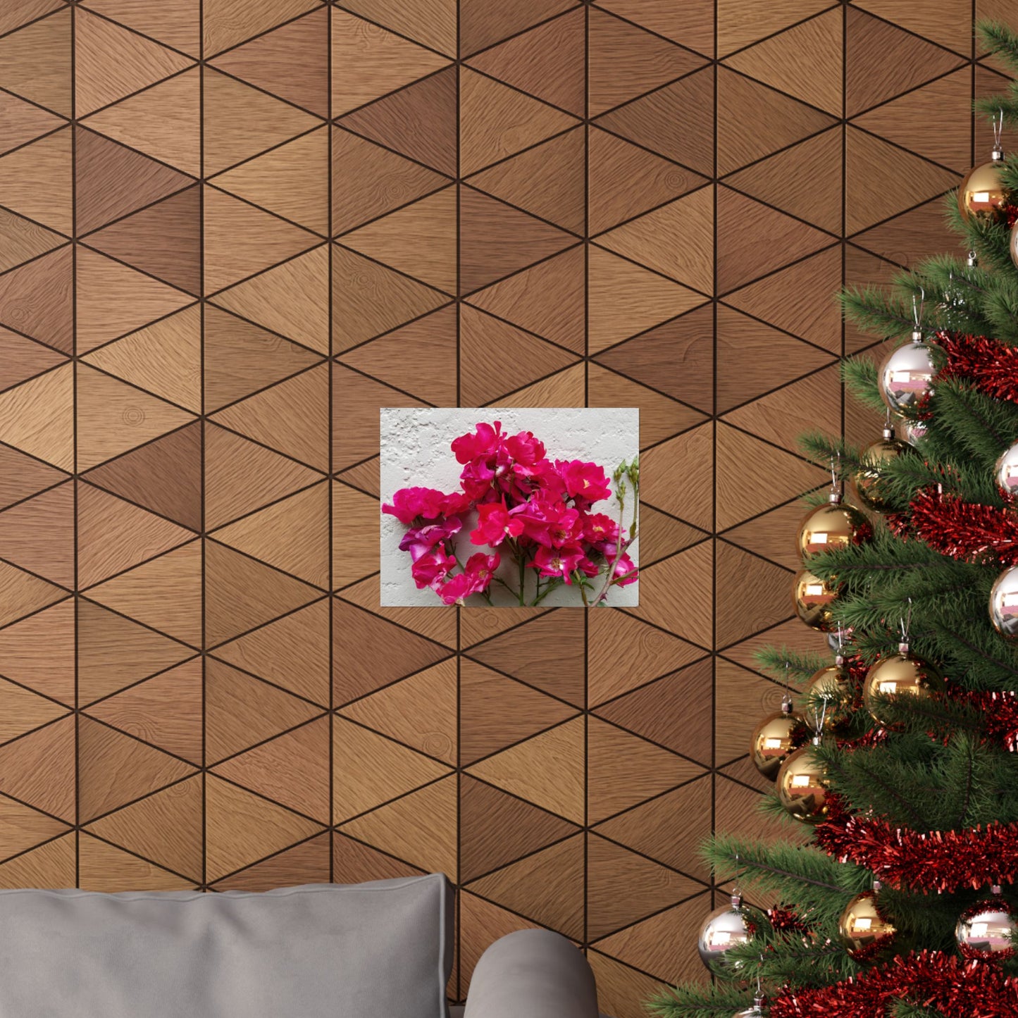 Bougainvillea Against White Stucco Wall Poster – Vibrant Floral Photography Wall Art