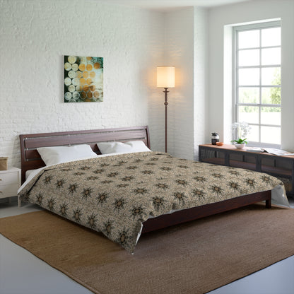 Desert Suns Comforter – Boho Sunburst Bedding, Beige Neutral Tones Mandala Design