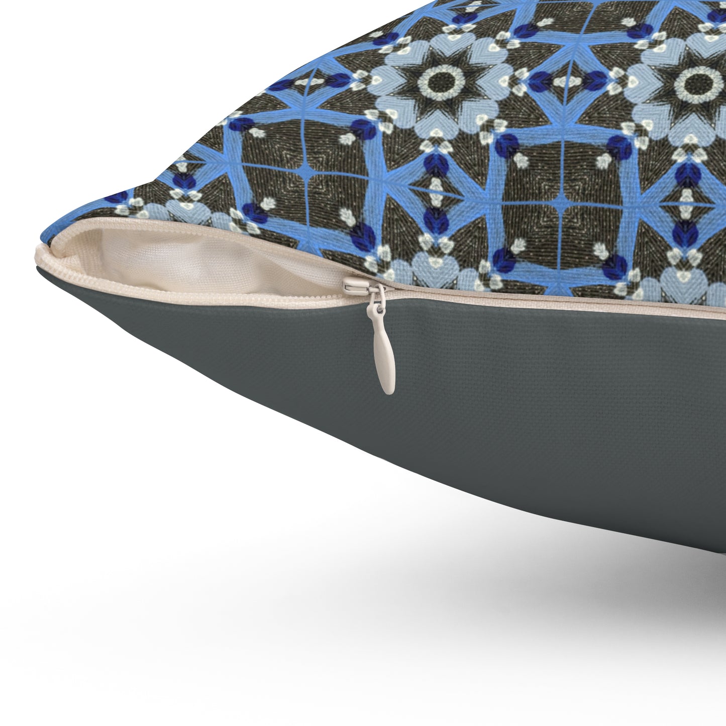 Blue Quilt Pattern Decorative Square Pillow – Colorful Geometric Throw Pillow for Living Room or Bedroom