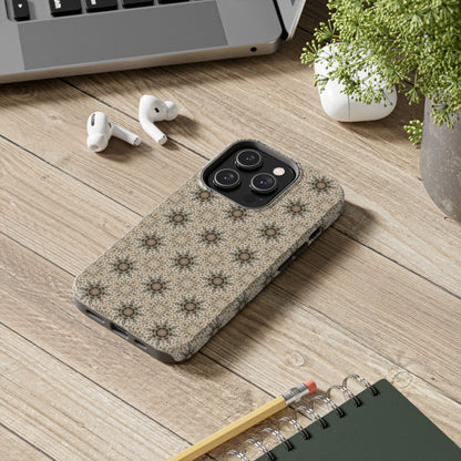 Desert Suns Phone Case – Boho Neutral Sun Pattern, Beige Aesthetic Protective Case for iPhone & Android