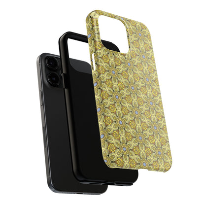 Retro Yellow Flowers Pattern Phone Case – Vibrant Geometric Floral Design for iPhone & Samsung