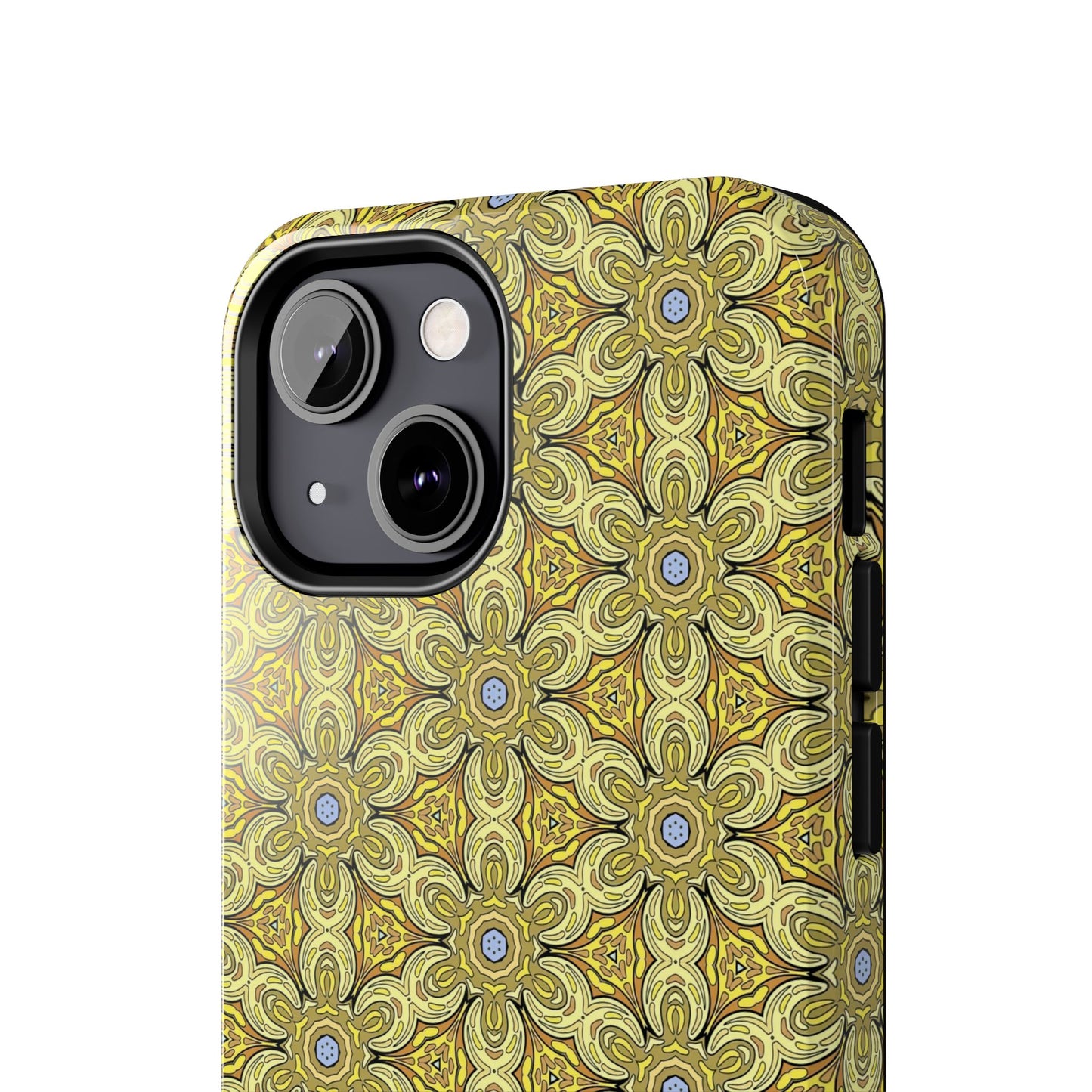 Retro Yellow Flowers Pattern Phone Case – Vibrant Geometric Floral Design for iPhone & Samsung