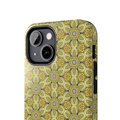 Retro Yellow Flowers Pattern Phone Case – Vibrant Geometric Floral Design for iPhone & Samsung