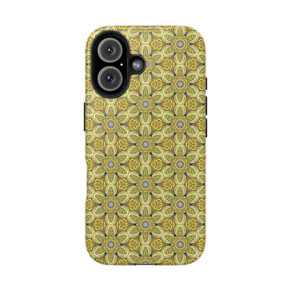 Retro Yellow Flowers Pattern Phone Case – Vibrant Geometric Floral Design for iPhone & Samsung