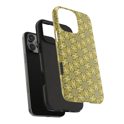 Retro Yellow Flowers Pattern Phone Case – Vibrant Geometric Floral Design for iPhone & Samsung