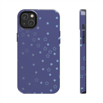 Blue Starfall Tough Phone Case – Celestial Blue Star Cover, Galaxy-Inspired Night Sky iPhone Accessory